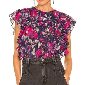 Isabel Marant Étoile Ruffled Printed Blouse – Boho Flutter Sleeve Top